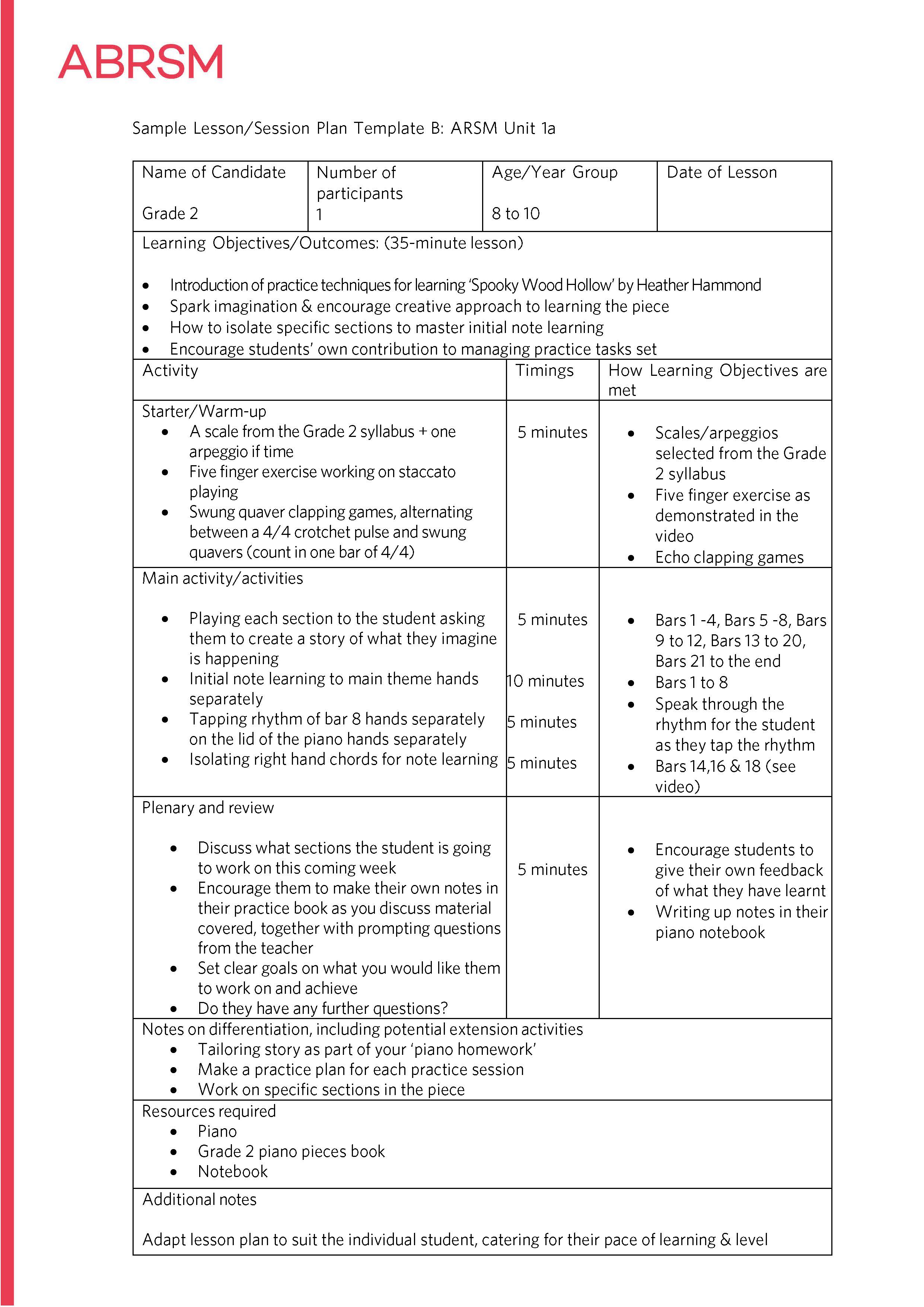Spooky Wood hollow lesson plan image