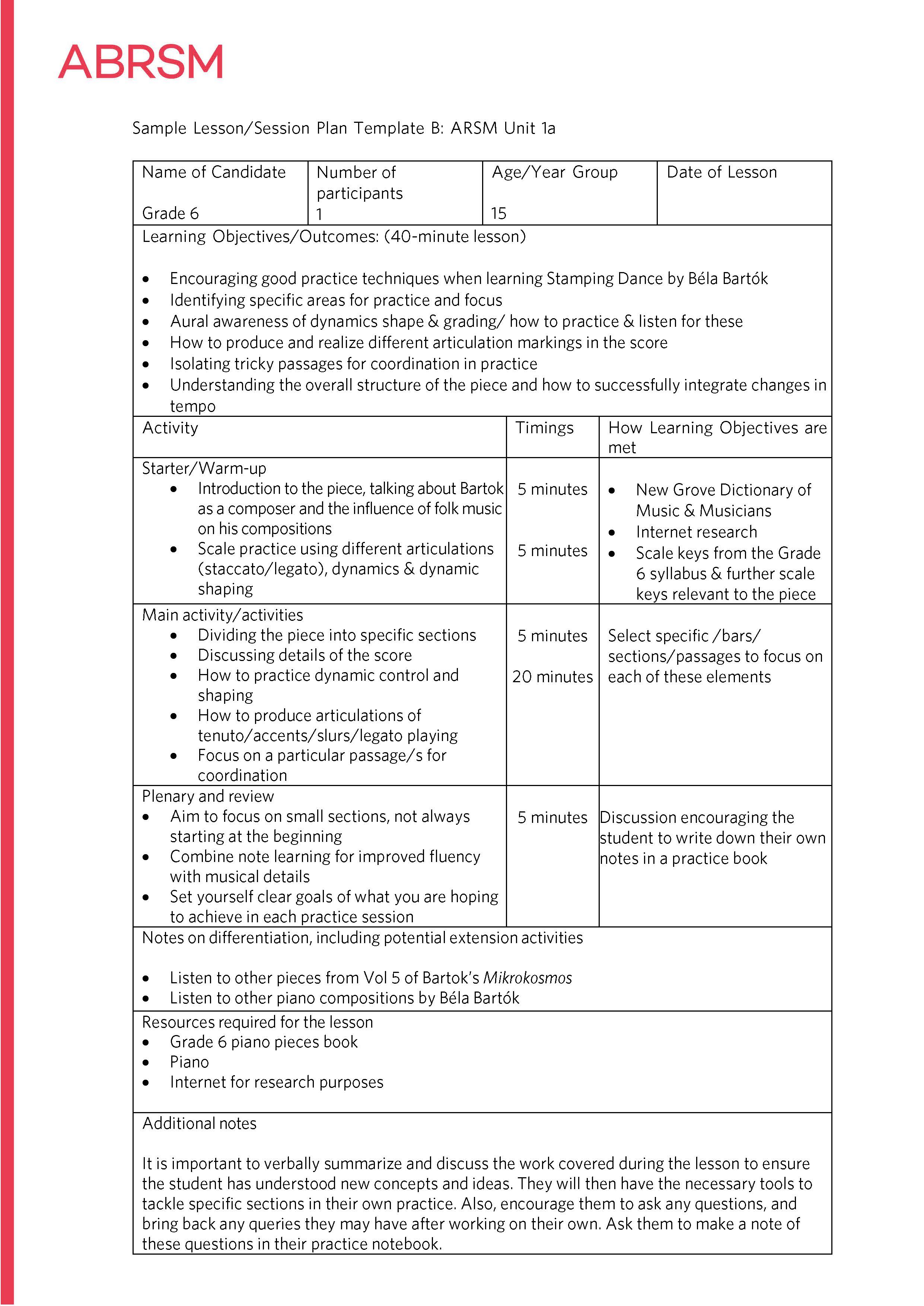 Stamping Dance lesson plan